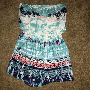 multicolor strapless romper